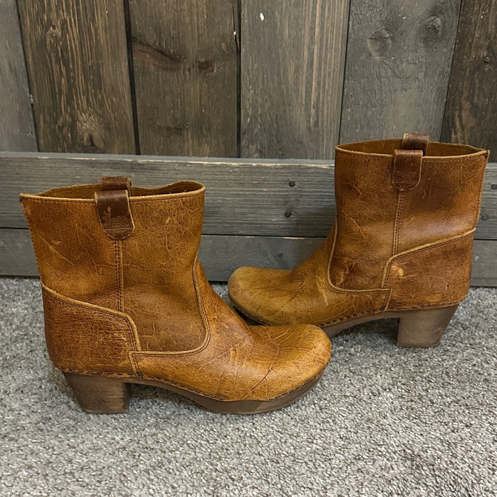 Sanita Brown Leather Ankle Boots Booties